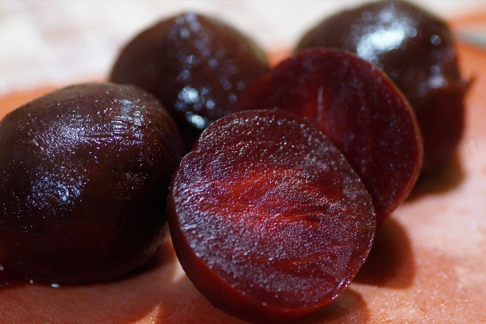 A close up of some beets on a plate