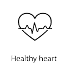 A heart with an ekg line in it and the words healthy heart.